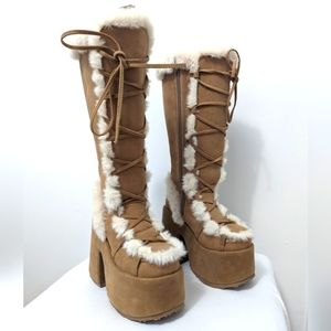 Demonia Camel Fur Boots